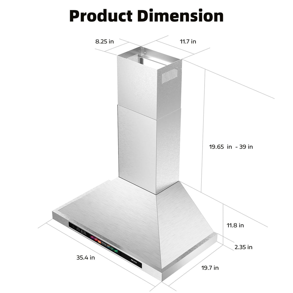 Range Hood 30 Inch, 900 CFM Wall Mount Range Hood with Voice, Gesture & Touch Control, Stainless Steel Kitchen Vent Hood with 4-Speed Fan, Adjustable LED Lights, Ducted/Ductless Convertible