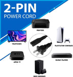 AC 2 Prong C8 Power Cord 5ft Standard 2-Slot for TV PS4 PS5 Speaker Monitor Xbox Wall Power Cable Replacement Black