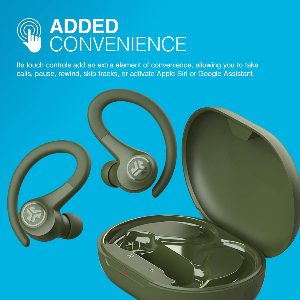 JLab, Go Sport+, True Wireless Workout Earbuds, Bluetooth Sport Earbuds, Clear Calling, Sand