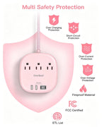 Travel Essentials, 22.5W/4.5A Flat Plug Power Strip, 6 Ft Extension Cord