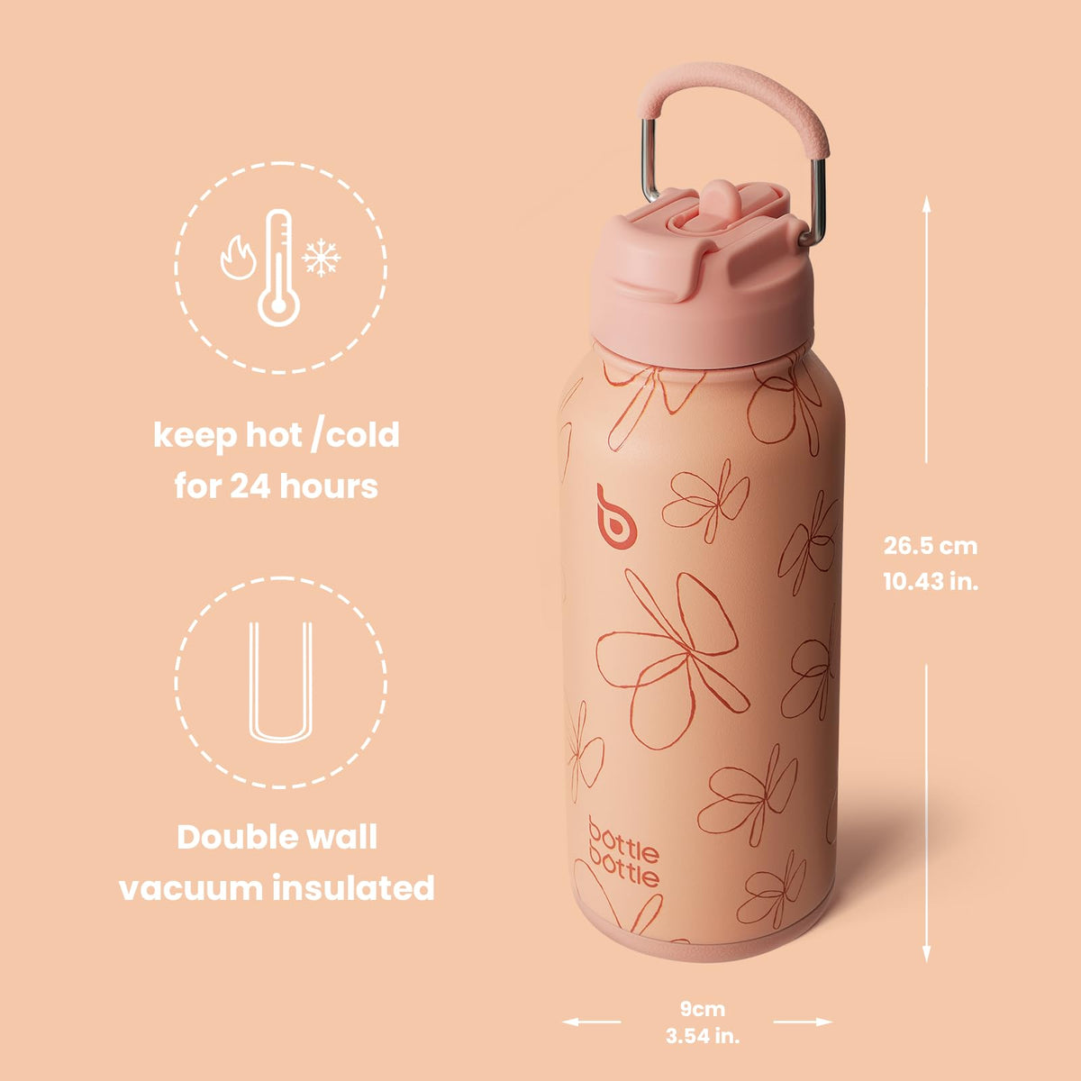 BOTTLE BOTTLE Stainless Steel Bottle with Straw and Pill Box