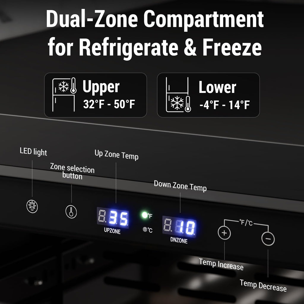Antarctic Star 18L Mini Fridge Cooler 24Can, Beverage Refrigerator with Quiet Compressor, LED Light,Freestanding Small Fridge with Electronic Temperature Control for Home and Bar(40-61 ℉)