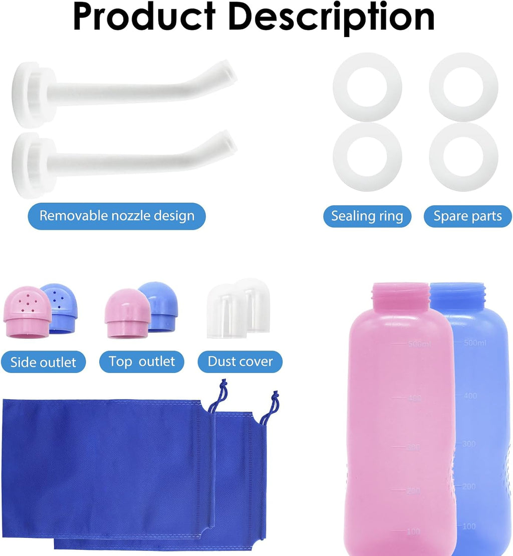 Portable Bidet 2 Pack, RUFCRIL 500ml Peri Bottle Postpartum, Boilable TPE