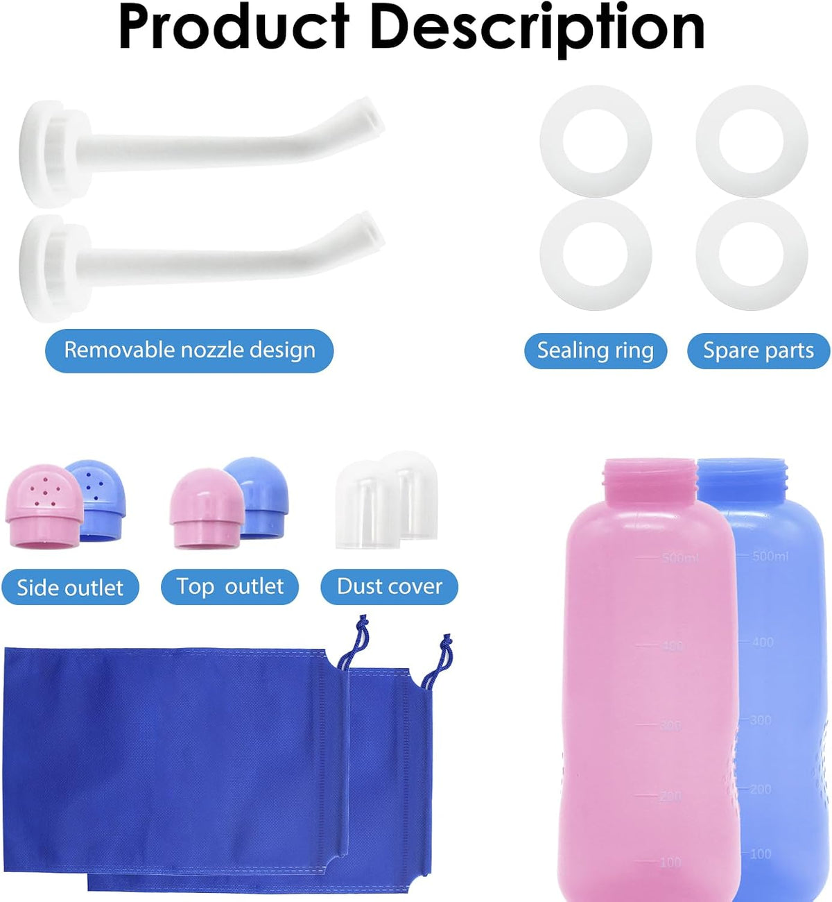 Portable Bidet 2 Pack, RUFCRIL 500ml Peri Bottle Postpartum, Boilable TPE