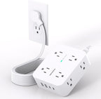 Extension Cord 10 Ft, Ultra Thin Flat Plug Power Strip Surge Protector