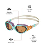 Speedo Damen Biofuse 2.0 Schwimmbrille | Weibliches Design | Patentierter Verstellmechanismus | Anti-Beschlag | Anti-Leck | Comfort Fit Schwimmbrille (1 Stück)
