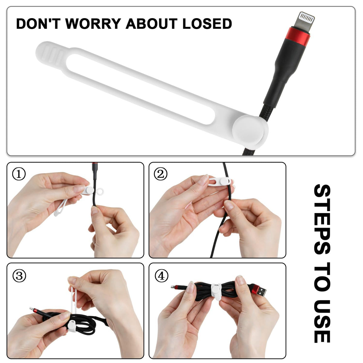24Pcs Silicone Cable Ties, Cord Organizer Cable Management-Multi