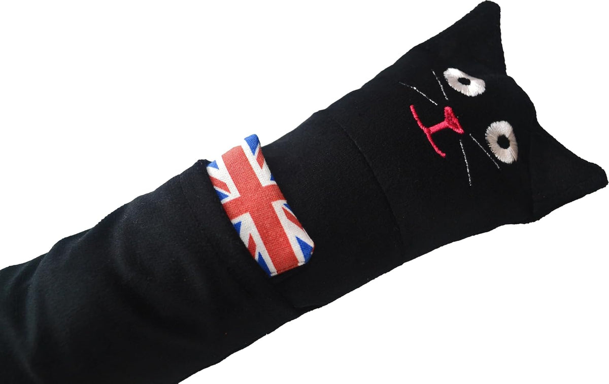 British-Made Refillable Catnip Kicker Toy – 50cm Plush Black Cat with Front Pocket & Bonus Catnip Refill Bag – Freshly Made in the UK, Durable & Eco-Friendly Fun (Black, Catnip, Refillable Cat Kicker)