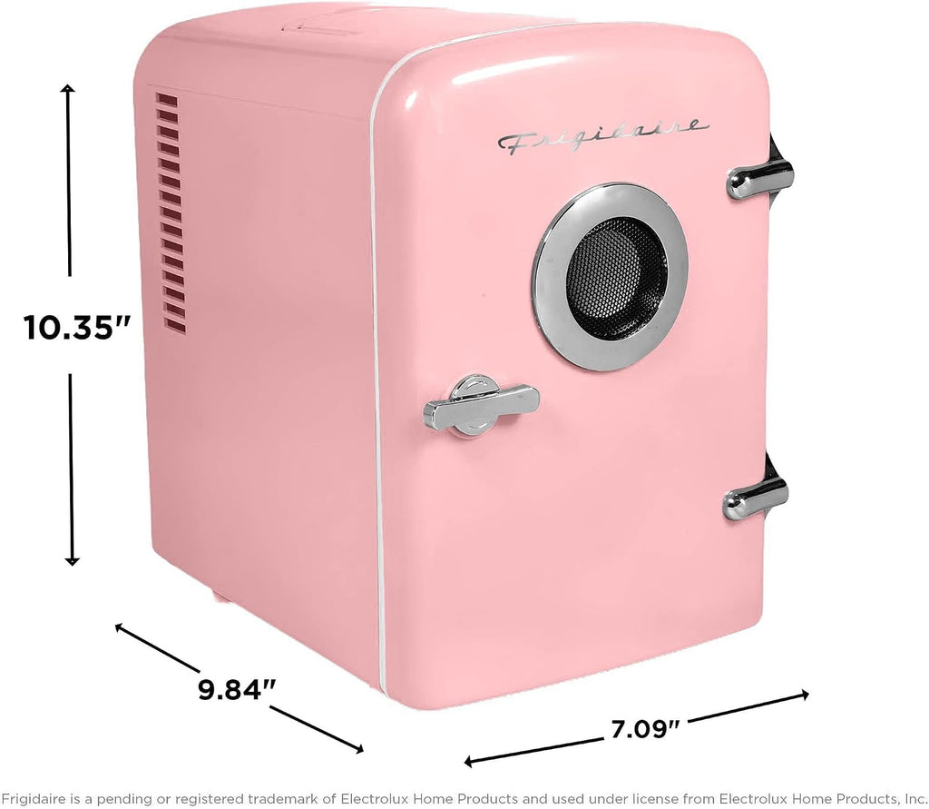 Frigidaire Retro Mini Compact Beverage Cooler, Great for Keeping Office Lunch Cool! (Built-in Bluetooth Speaker)