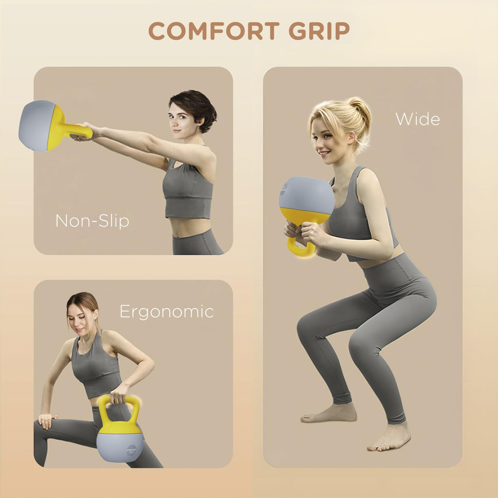 SPORTNOW 4/6/8/10/12kg Soft Kettlebell with Non Slip Handle Grey