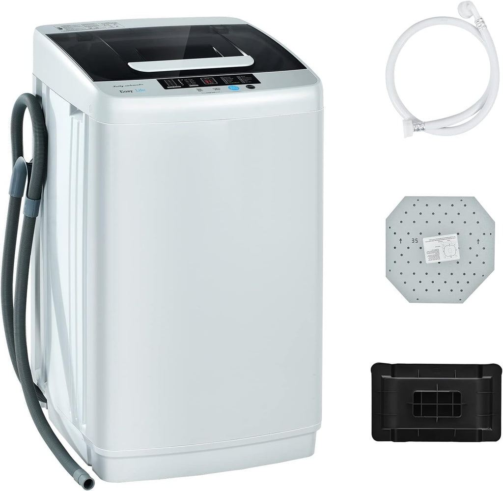 COSTWAY 8.8LBS Portable Washing Machine, Full-Automatic w/Drain Pump, White