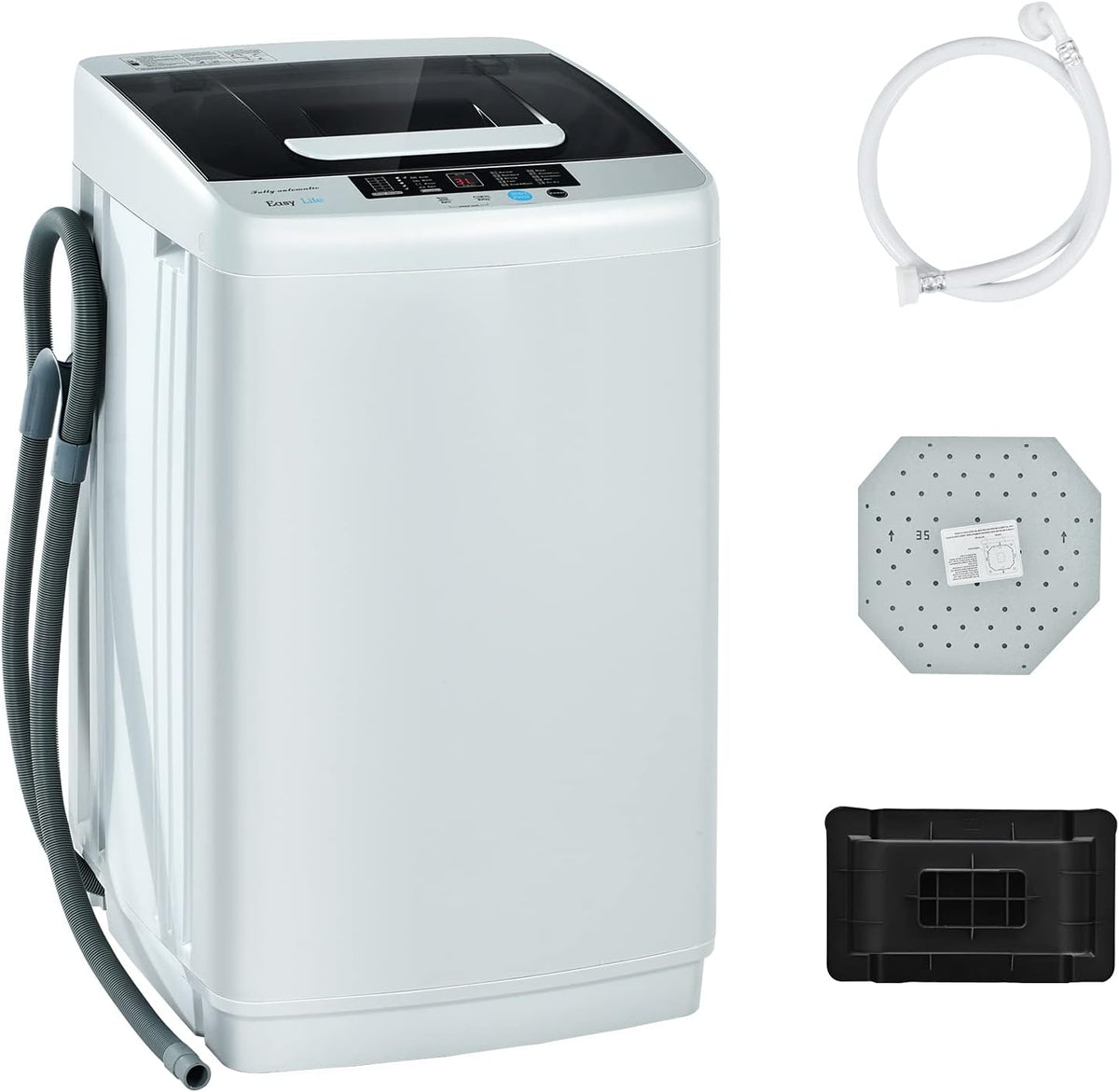 COSTWAY 8.8LBS Portable Washing Machine, Full-Automatic w/Drain Pump, White