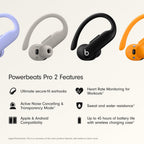 Beats Powerbeats Pro 2 - Wireless Noise Cancelling Workout Earbuds with Secure- Fit Earhooks, Up to 45-Hour Battery with Charging Case, Sweat & Water Resistant, Heart Rate Monitoring - Jet Black