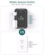Addtam 6-Outlet Extender Surge Protector, Multi Plug Wall Outlet with 4 USB Wall Charger(PD 30W), Plug Extension Outlet with 1800J, Outlet Splitter Power Strip for Home Office, White