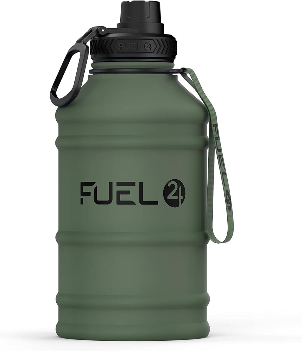 Fuel24 Stainless Steel Jug - 1.3 or 2.2 Litre Water Bottle - Extra Strong, BPA Free, Leak Proof - Large Gym Sports Bottle, 1.3L, 2.2L, Metal Bottle - Colour Options