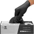 Black Nitrile Disposable Gloves - Latex-Free, Powder-Free, Pack of 100, Strong and Puncture-Resistant, Medical, Food Handling, Tatoo Barber Shop Gloves (Medium)