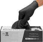 Black Nitrile Disposable Gloves - Latex-Free, Powder-Free, Pack of 100, Strong and Puncture-Resistant, Medical, Food Handling, Tatoo Barber Shop Gloves (Medium)