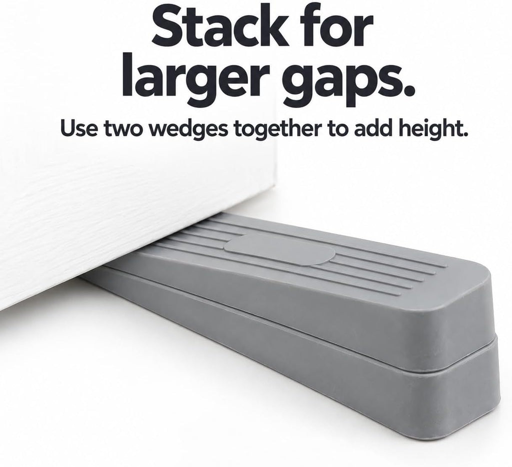 Merriway BH04892 Heavy Duty Non Slip Rubber Door Wedge, Grey, Pack of 2