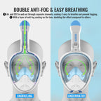 G2RISE SN01 Full Face Snorkel Mask with Detachable Camera Mount, Anti-Fog and Foldable Design, Advanced Breathing System for a Safe Adults/Kids Snorkeling Experience