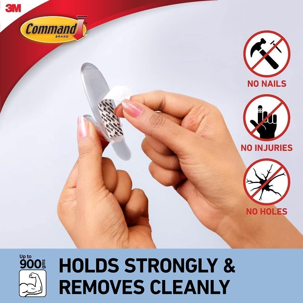 Command Medium Hooks, Clear, 2 Hooks and 4 Adhesive Strips
