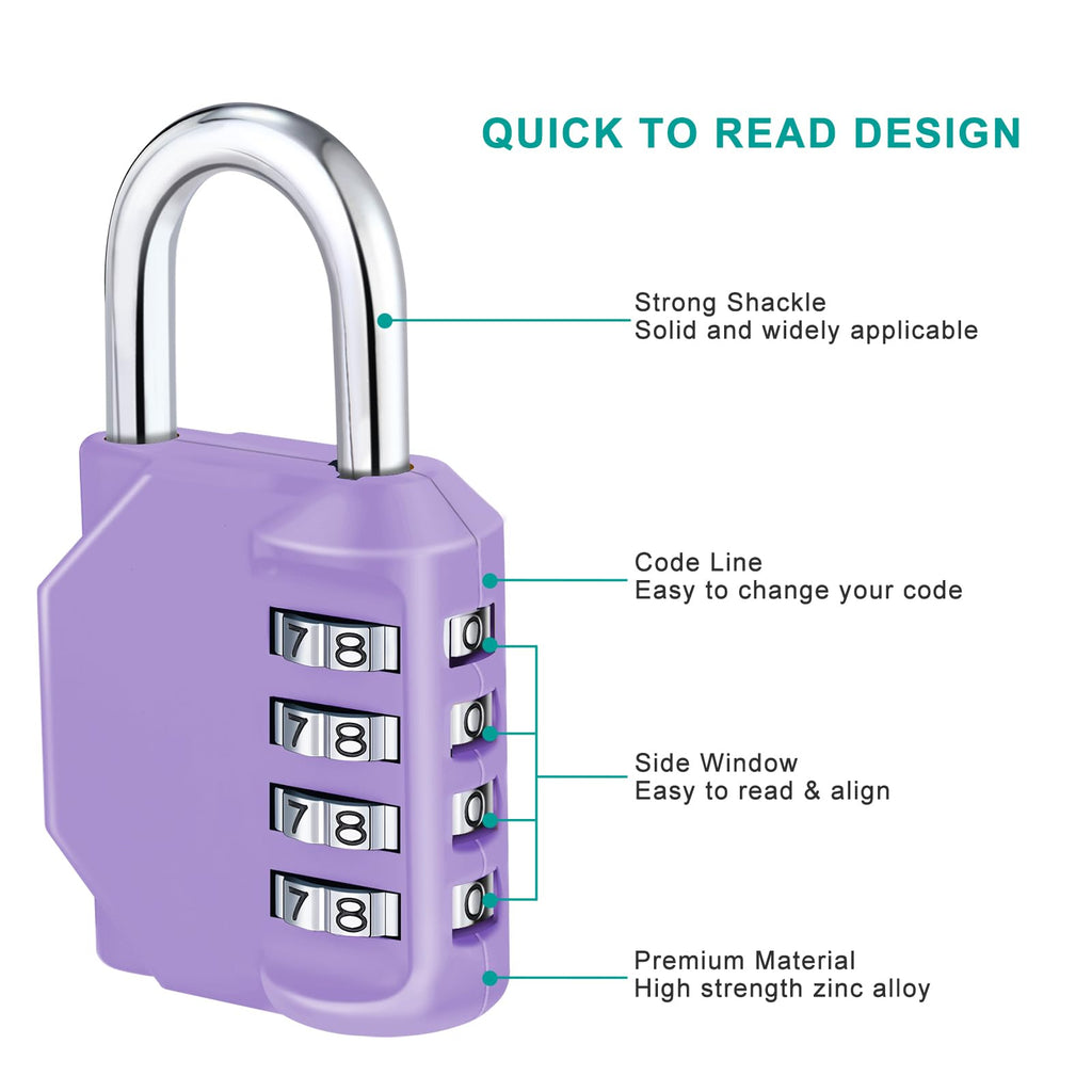 ZHEGE Combination Padlock, 4 Digit Combination Locker Padlock (Red)