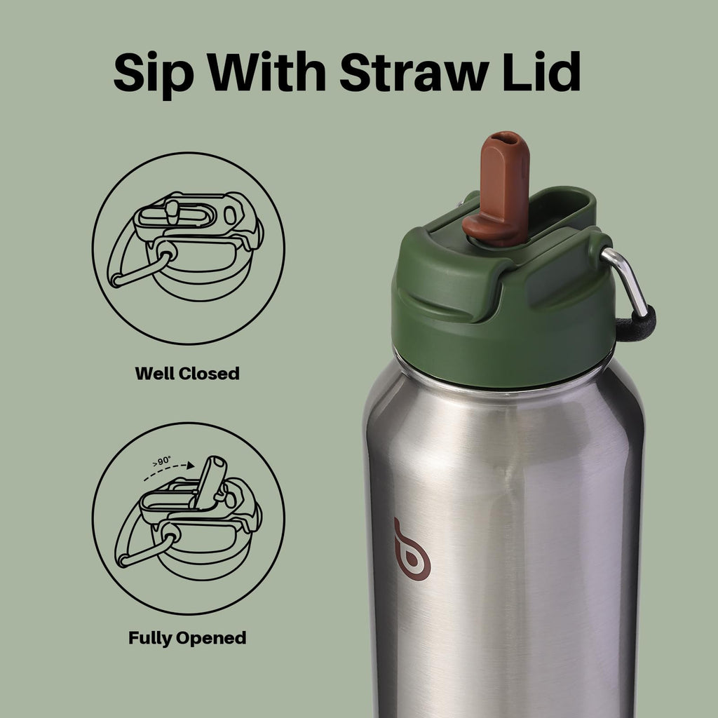 BOTTLE BOTTLE Stainless Steel Bottle with Straw and Pill Box