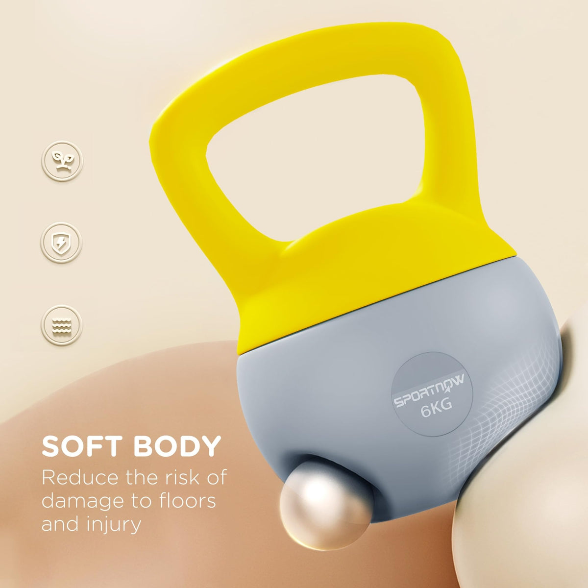 SPORTNOW 4/6/8/10/12kg Soft Kettlebell with Non Slip Handle Grey