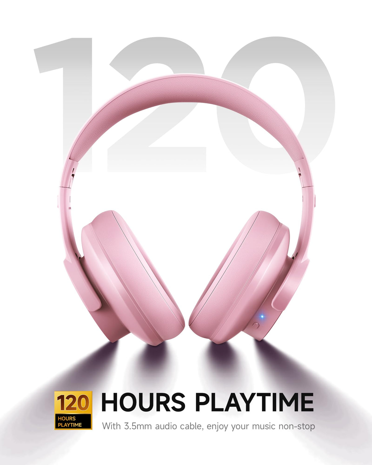 Picun B8 Wireless Bluetooth Headphones, 120H Playtime, 3EQ Modes, Black