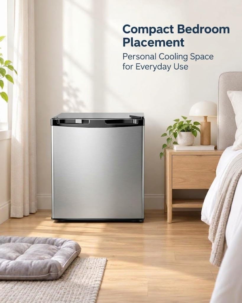 COWSAR 2.6 Cu.Ft Mini Fridge with Freezer, Freestanding Compact Refrigerator with Reversible Door & 7-Speed Thermostat, Small Fridge for Office, Apartment, Gameroom (BLACK)