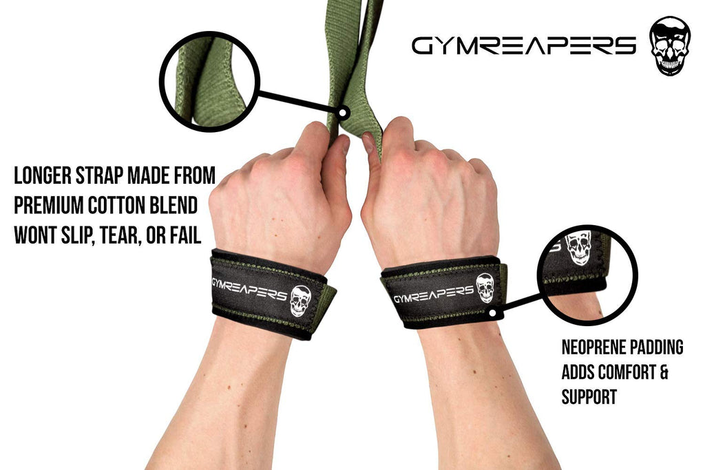 Gymreapers Lifting Wrist Straps for Weightlifting, Bodybuilding, Powerlifting, Strength Training, & Deadlifts - Padded Neoprene with 18" Cotton