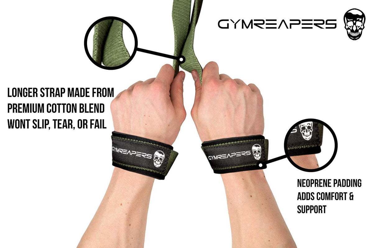Gymreapers Lifting Wrist Straps for Weightlifting, Bodybuilding, Powerlifting, Strength Training, & Deadlifts - Padded Neoprene with 18" Cotton