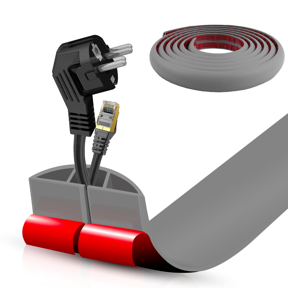 Floor Cord Cover Self Adhesive Cord Hider,3.3FT Cable Management, Extension Strip Protector for Wires, Prevent Cable Trips for Offices, Gyms, Exhibitions Cavity:0.3"(W) x 0.28"(H) Brown Wood