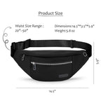 MAXTOP Large Bumbag Waist Fanny Pack Running Belt for Men Women Unisex Bum Bag with Headphone Jack and 4-Zipper Pockets Adjustable Belt for Travel Running Jogging Workout Hiking Gifts All Black