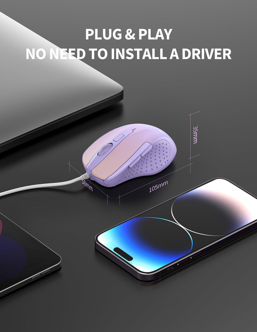 TECKNET USB Wired Mouse,6400 DPI Optical,6-Button Ergonomic Computer Mouse