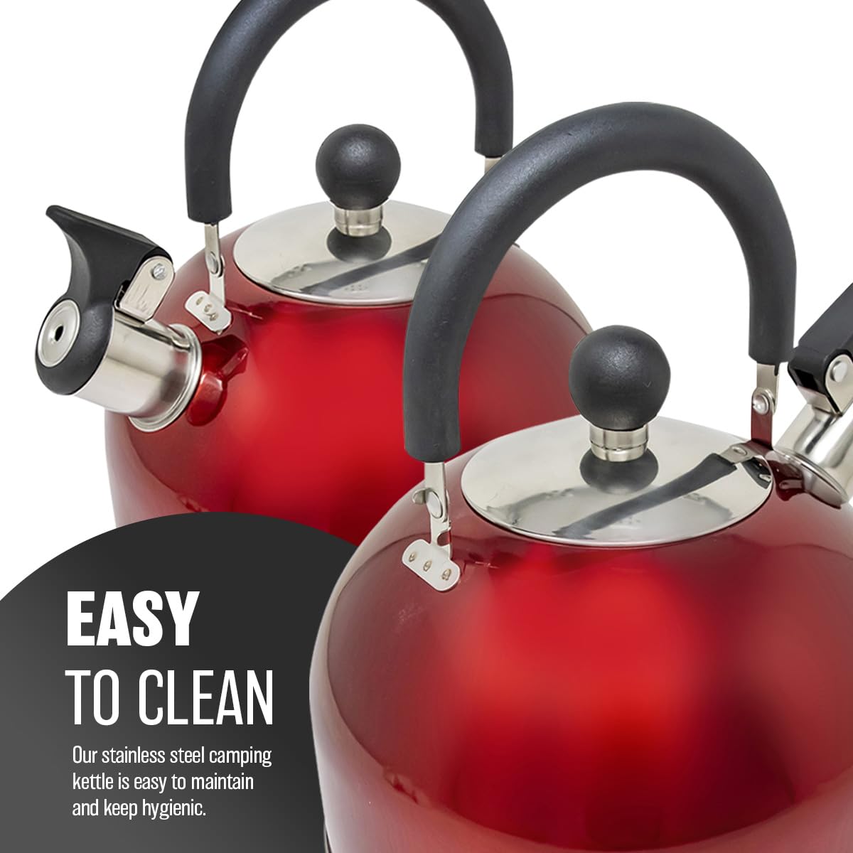 2.5L Stainless Steel Whistling Kettle - Suitable for Fishing, Camping, Hiking, Indoor & Outdoor | Camping Kettle for Gas Stove, Electric Stove, Camp Fire | Lightweight, Fast Boil, Phenolic Handle