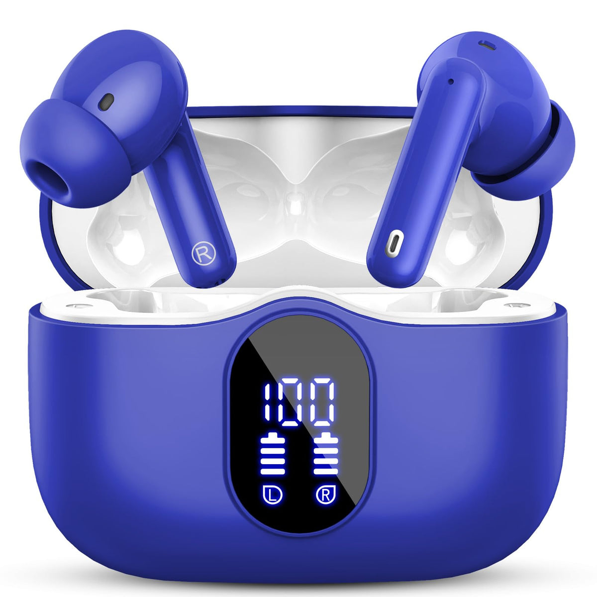 Wireless Earbuds, Bluetooth 5.4 Headphones Bass Stereo/Clear Calls, White