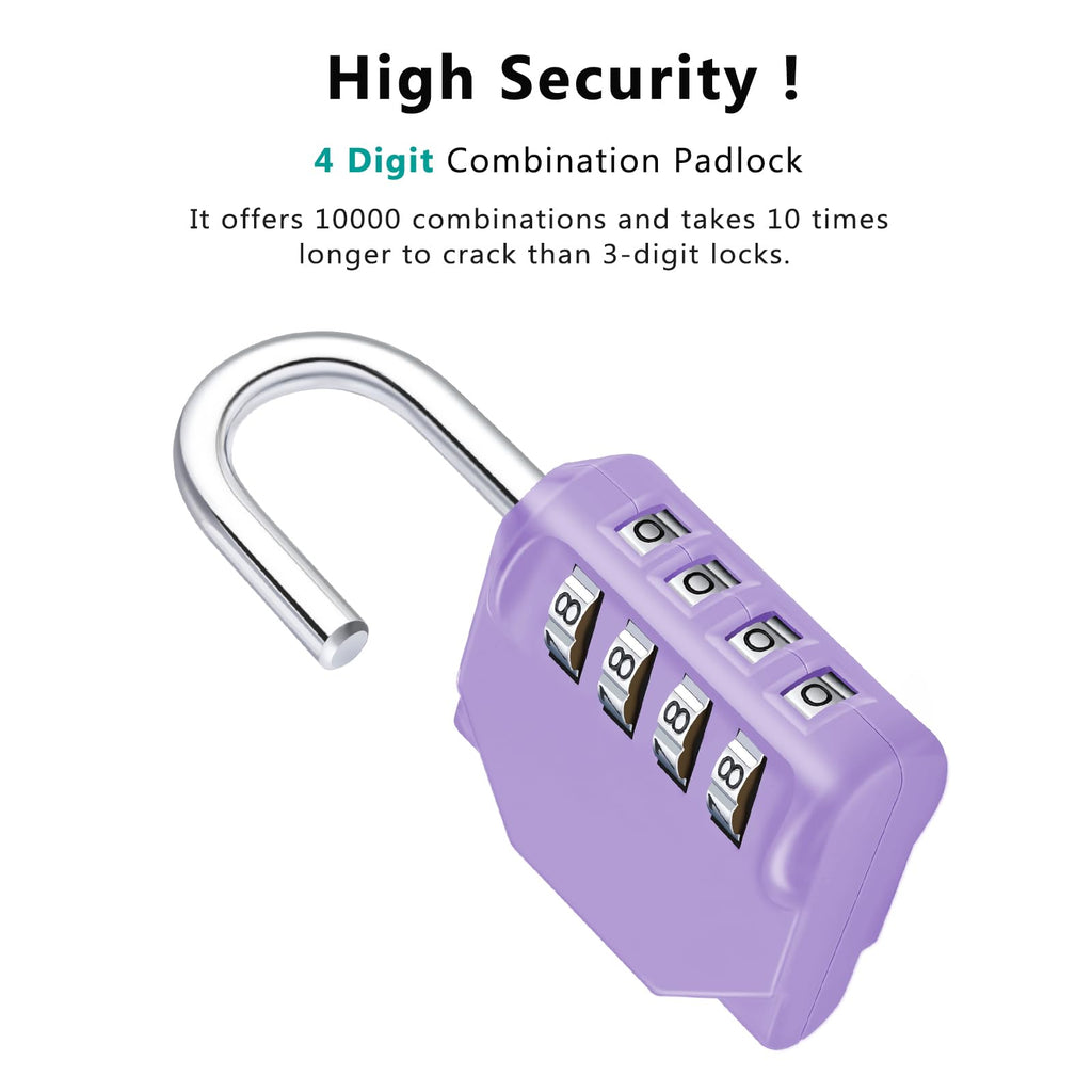 ZHEGE Combination Padlock, 4 Digit Combination Locker Padlock (Red)