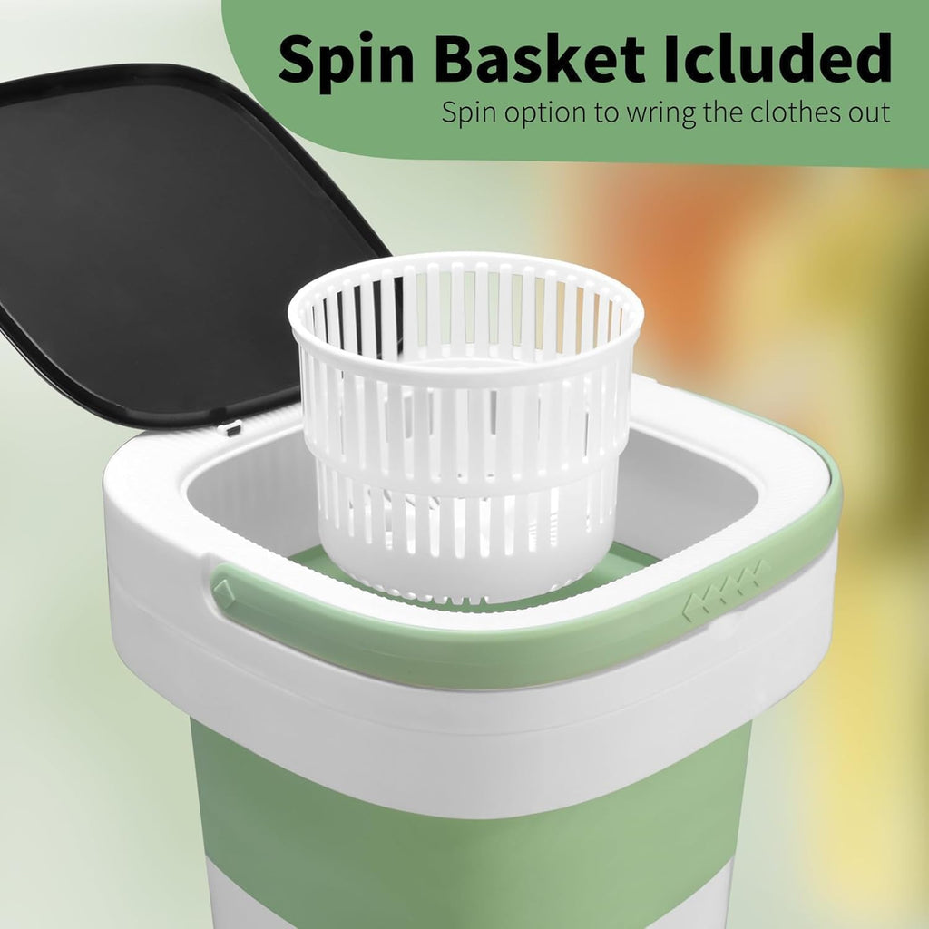 Portable Washing Machine, 20L Foldable Washer with Spin Basket, Upgraded 3 Modes Deep Cleaning for Baby Clothes, Underwear & Socks, fit for Hotel, Travel, Camping, Apartment & Dorm