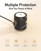 Extension Lead with USB Slots and Night Light, 4 Way (13A/3250W) Multi Plug Extension Cords & 3 USB Ports, Surge Protected Extension Lead with Switches, 2M Extension Cable for Home Dorm Office