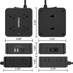 10Ft Extension Cord with Multiple Outlets, 8 Outlets and 4 USB Ports