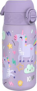 ION8 Lightweight Steel Kids Water Bottle, 400ml/13oz, Purple Unicorns