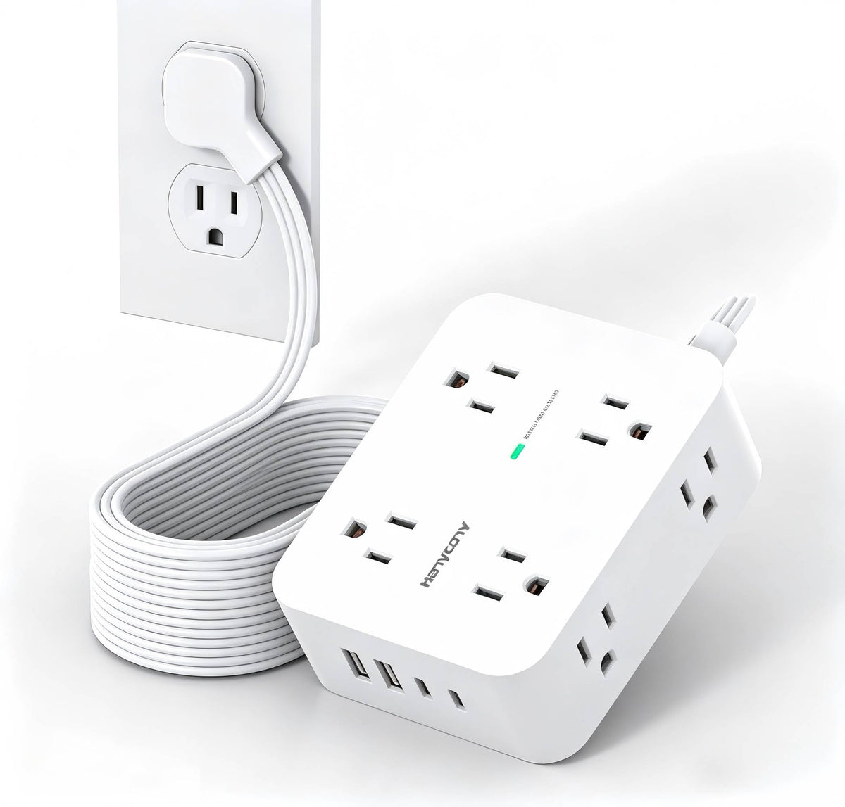 Extension Cord 10 Ft, Ultra Thin Flat Plug Power Strip Surge Protector