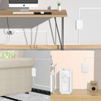 CABOCASA 3FT Flat Plug Extension Cord Power Strip 3 Outlets White Upward