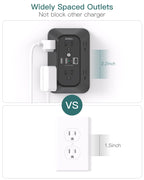 Addtam 6-Outlet Extender Surge Protector, Multi Plug Wall Outlet with 4 USB Wall Charger(PD 30W), Plug Extension Outlet with 1800J, Outlet Splitter Power Strip for Home Office, White