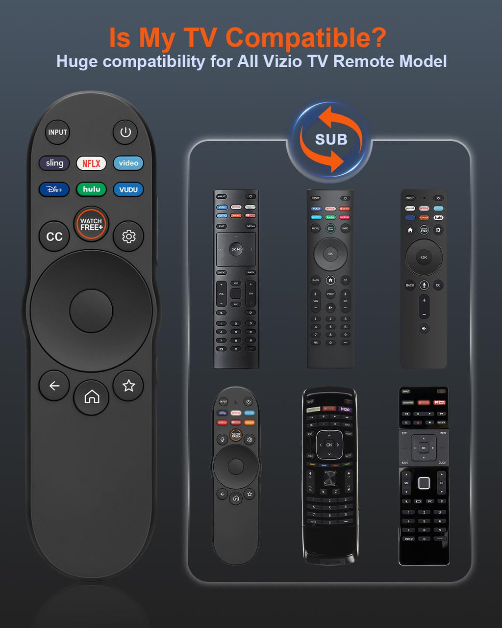 Universal Remote Control for Vizio Smart TV XRT270 XRT260 XRT140 XRT136 FHD 4K QLED UHD Smartcast Quantum Pro D/E/PX/P/M/V Series TV Remotes Replacement