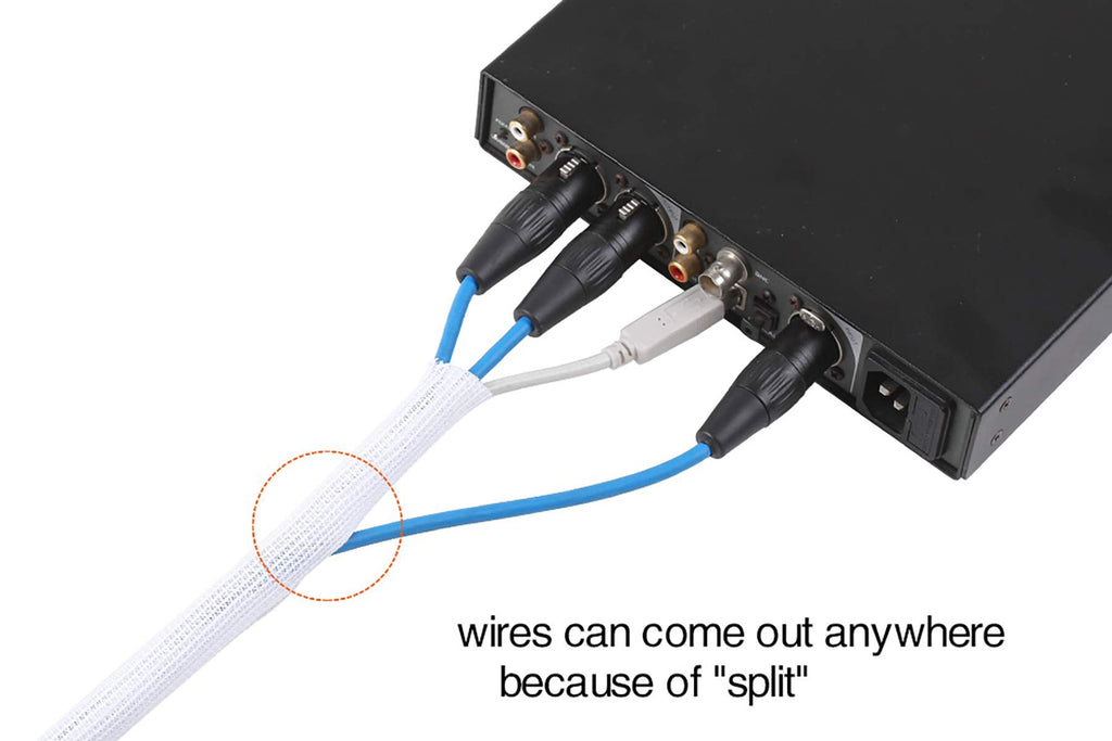 Alex Tech 10ft - 1/8 inch Cord Protector Wire Loom Tubing Cable Sleeve Split Sleeving for USB Cable Power Cord Audio Video Cable – Protect Cat from Chewing Cords - White