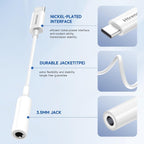 Htrenc USB C to 3.5mm Headphone Jack Adapter, 2 Pack