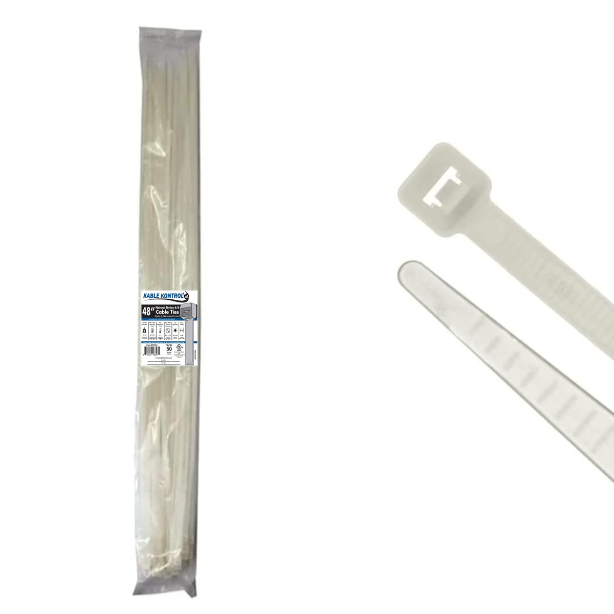 Kable Kontrol Cable Zip Ties, 4 Inch, 100 Pcs, 18lbs Test, Gray
