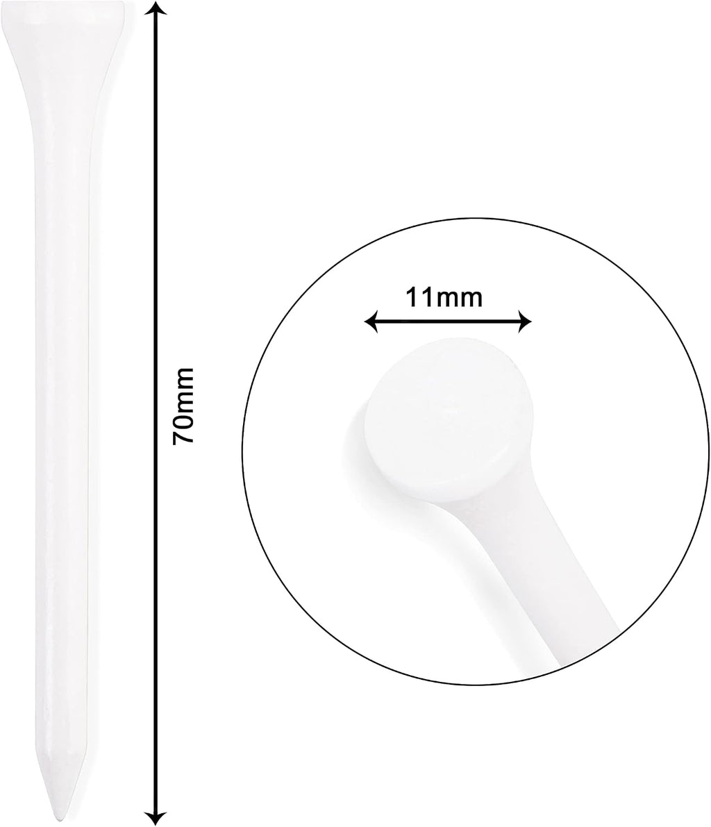 70mm 2 3/4" White Wooden Golf Tees Tee Biodegradable XL Pack of 100