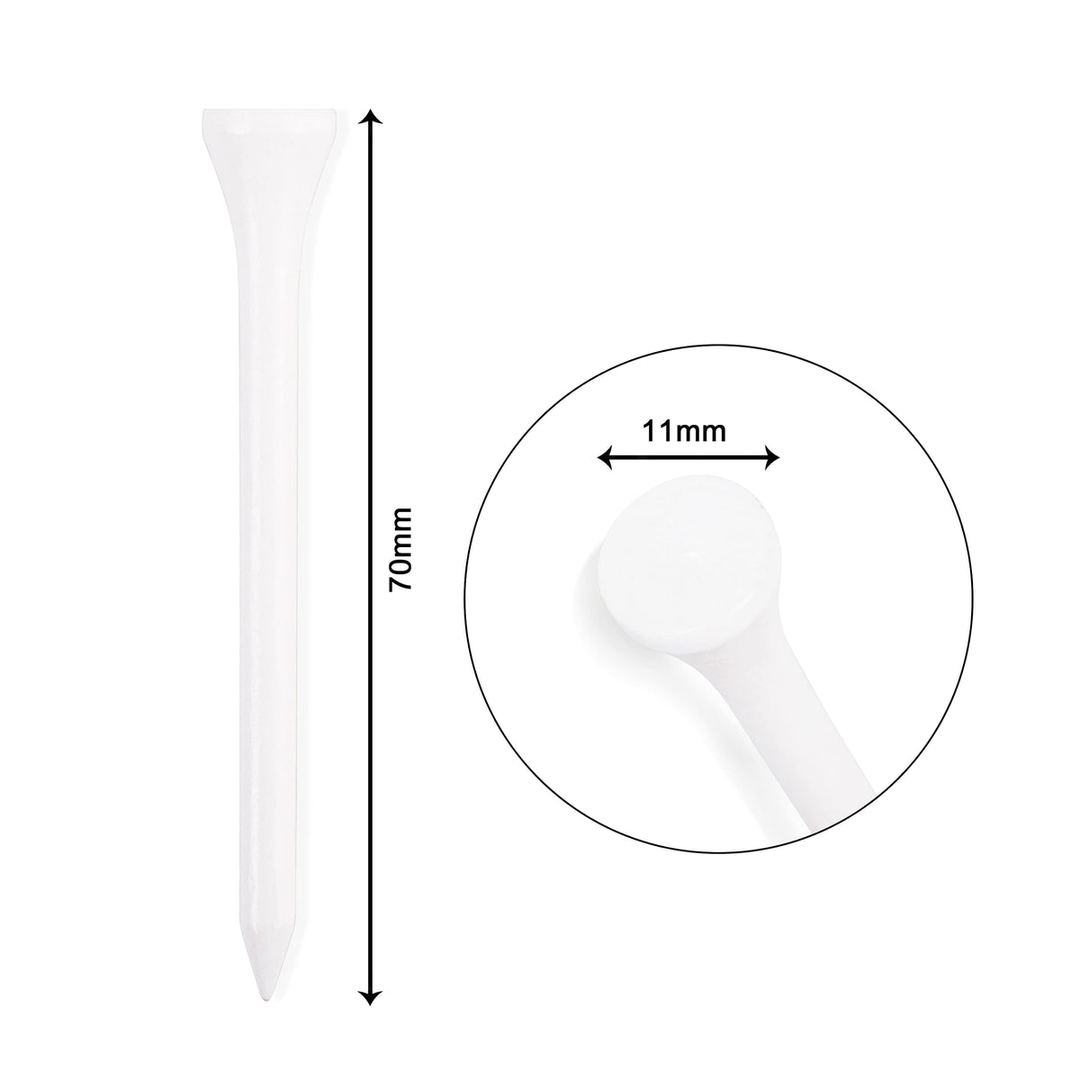 70mm 2 3/4" White Wooden Golf Tees Tee Biodegradable XL Pack of 100
